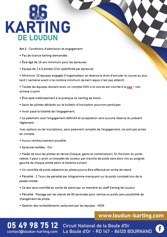 réglementation karting loudun
