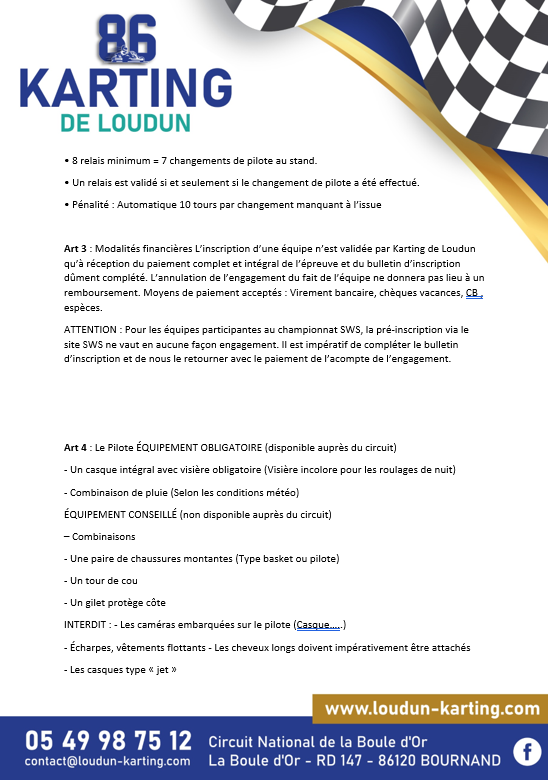 réglementation karting loudun