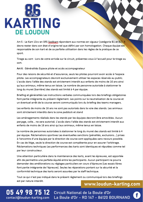 réglementation karting loudun