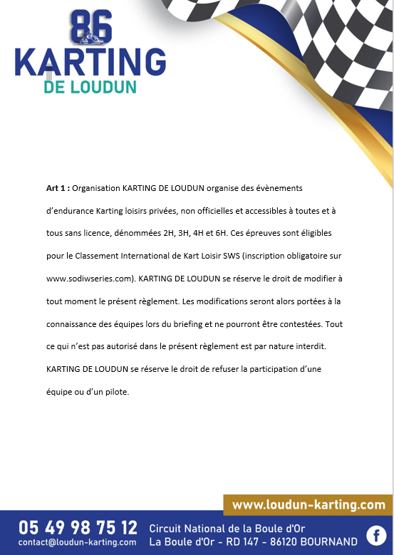 réglementation karting loudun